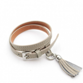 Bracelet cuir avec breloque - gris