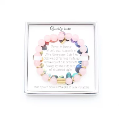 bracelet pierre naturelle quartz rose